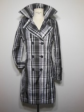 MODESZENE Damen Leichter Mantel Regenmantel Schwarz Weiß Kariert 36  NEU!