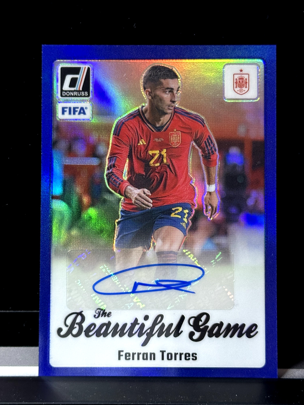 2023-24 Panini Donruss soccer Beautiful Game Auto blue /99-Ferran Torres