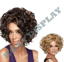 Short Curly Fashion Female Curly Wig BK/YELLOW #WG-YCC