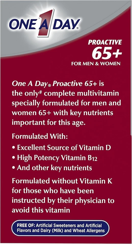 One A Day Proactive 65 Plus, Suplemento Multivitamínico para Hombres Mujeres, 150 Comprimidos Foto 4 de 4