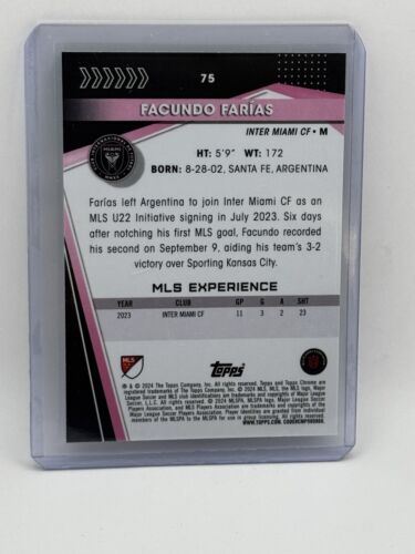 2024 Topps Chrome MLS Facundo Farias Green Refractor /99 Rookie Inter Miami - Picture 2 of 2