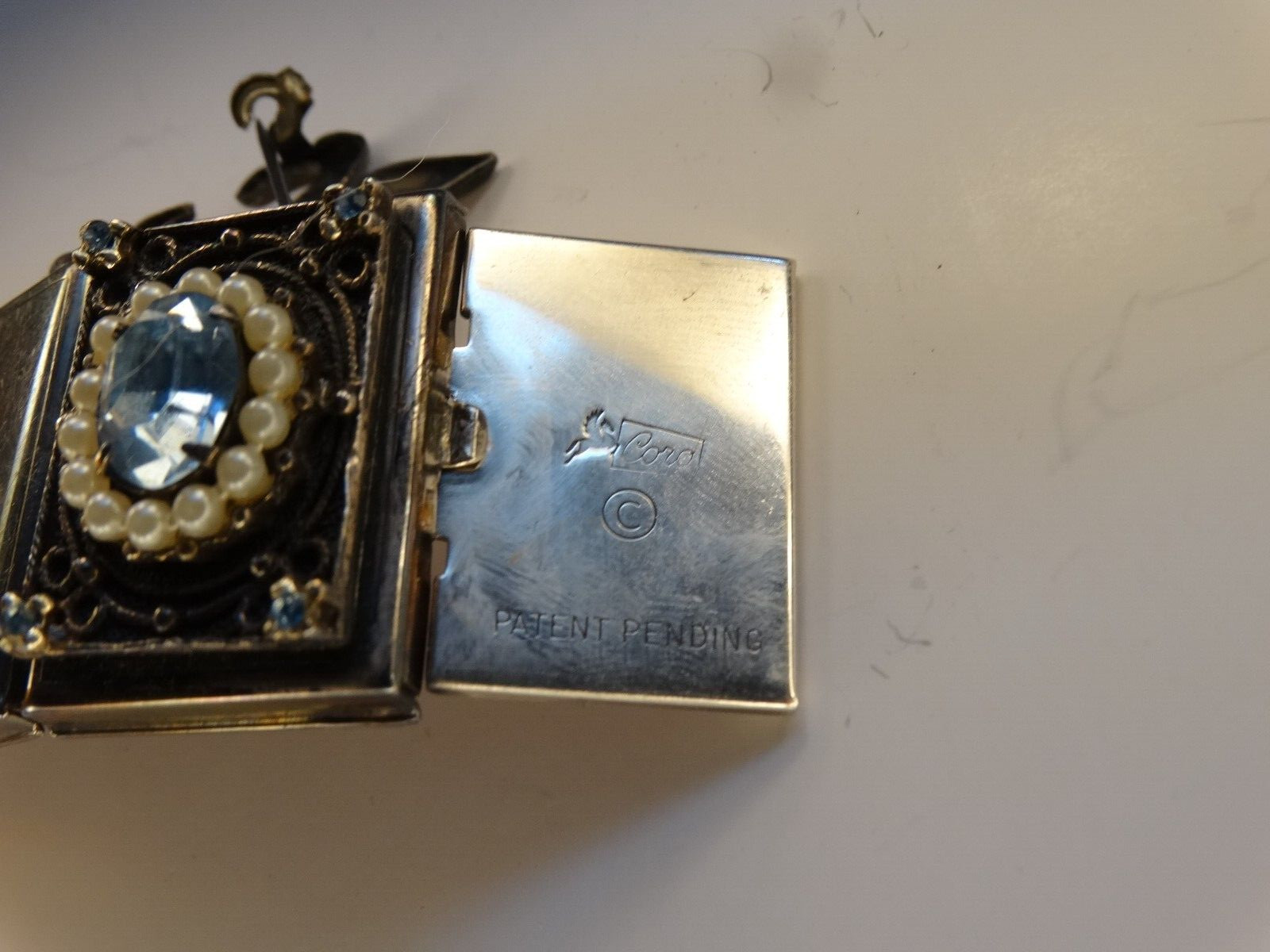 Important CORO Silver 4 Panel Folding Locket Broo… - image 5