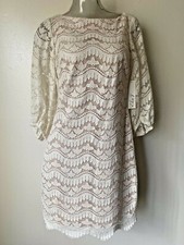 ELIZA J Embroidered Lace Shift Dress Sz 4 IVY NWT$138 EJ9M1814