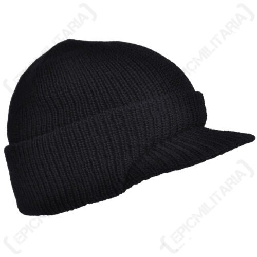 Navy Blue Wool US Jeep Cap - Winter Warm 100% Wool Peaked Army Military WW2 New - Picture 1 of 1