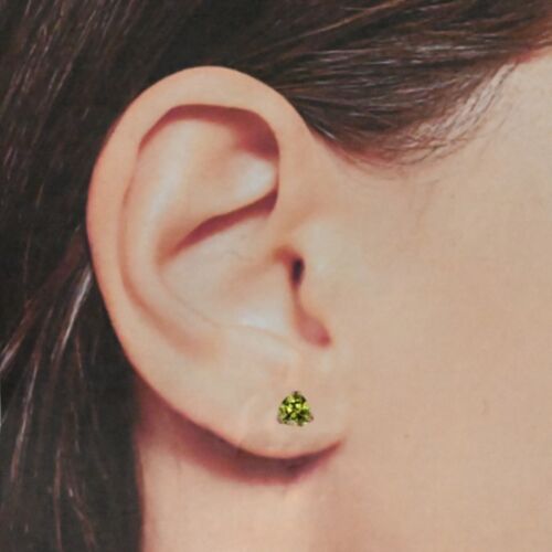 Peridot Trillion Shape 1.92 Carat Stud Earring In 14k Rose Gold (53624) - Picture 3 of 3