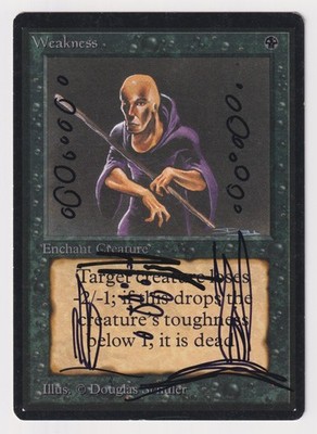 Signed Altered Sketch Weakness HP Beta Limited Artist Douglas Shuler MTG Magic!