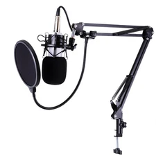 Condenser Microphone Kit Studio Recording Pro Filter Boom Arm Stand Shock Mount