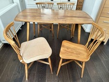 Ercol Collection Plank Table And Four Candlestick Chairs