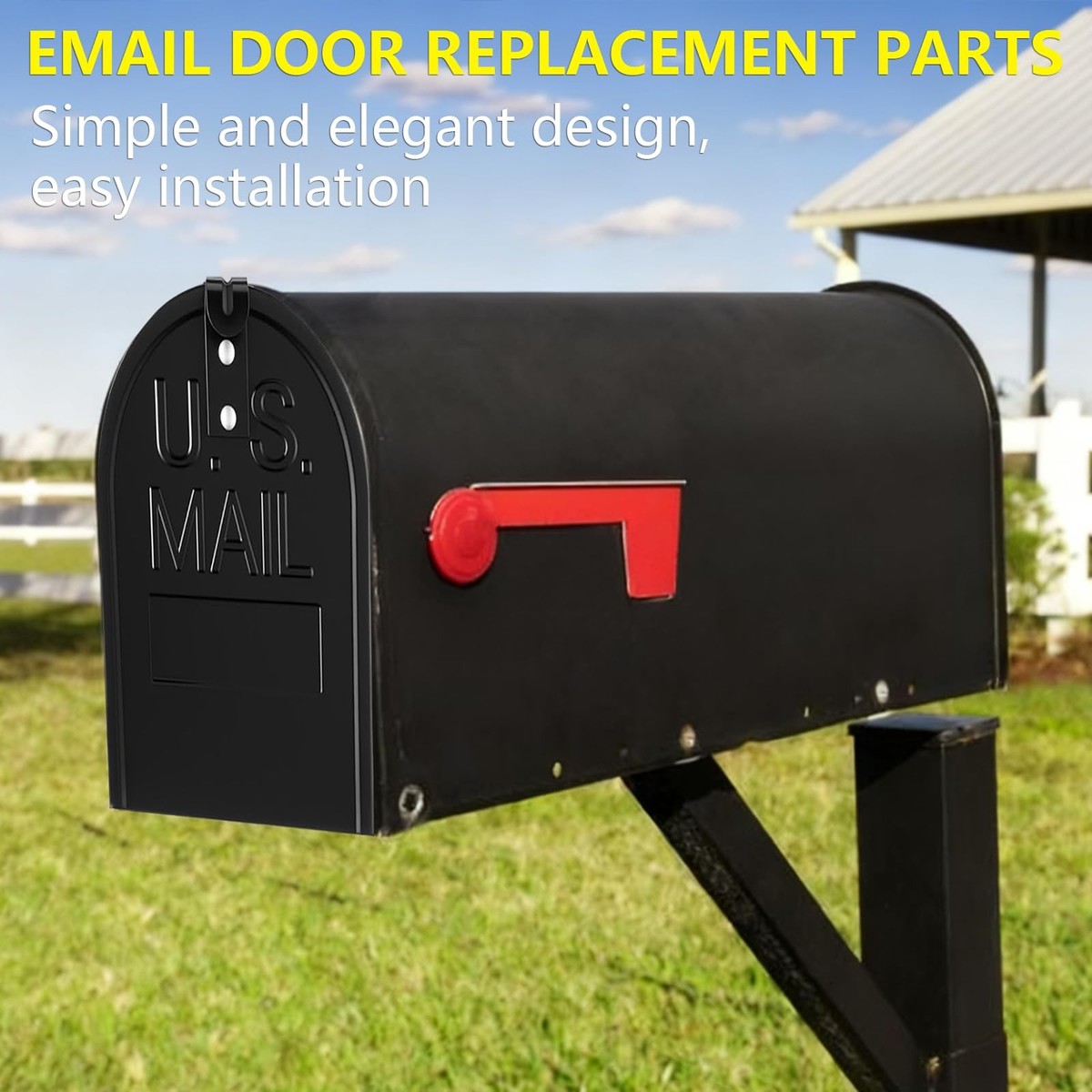 Mailbox Door Replacement Black Metal Front Panel Fits 6 1/4 x 8 1