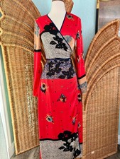 Renamed Red Floral Wrap Maxi Dress sz S