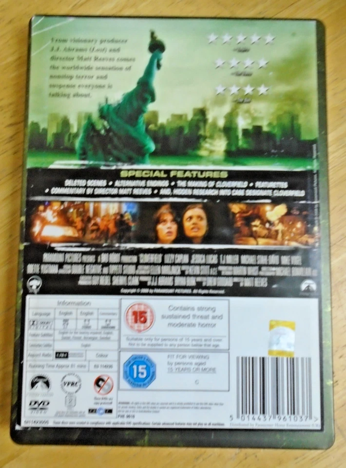 Cloverfield (2008) -2-Disc DVD - Limited Edition Steelbook - Region 2 - VGC - Image 2 of 3