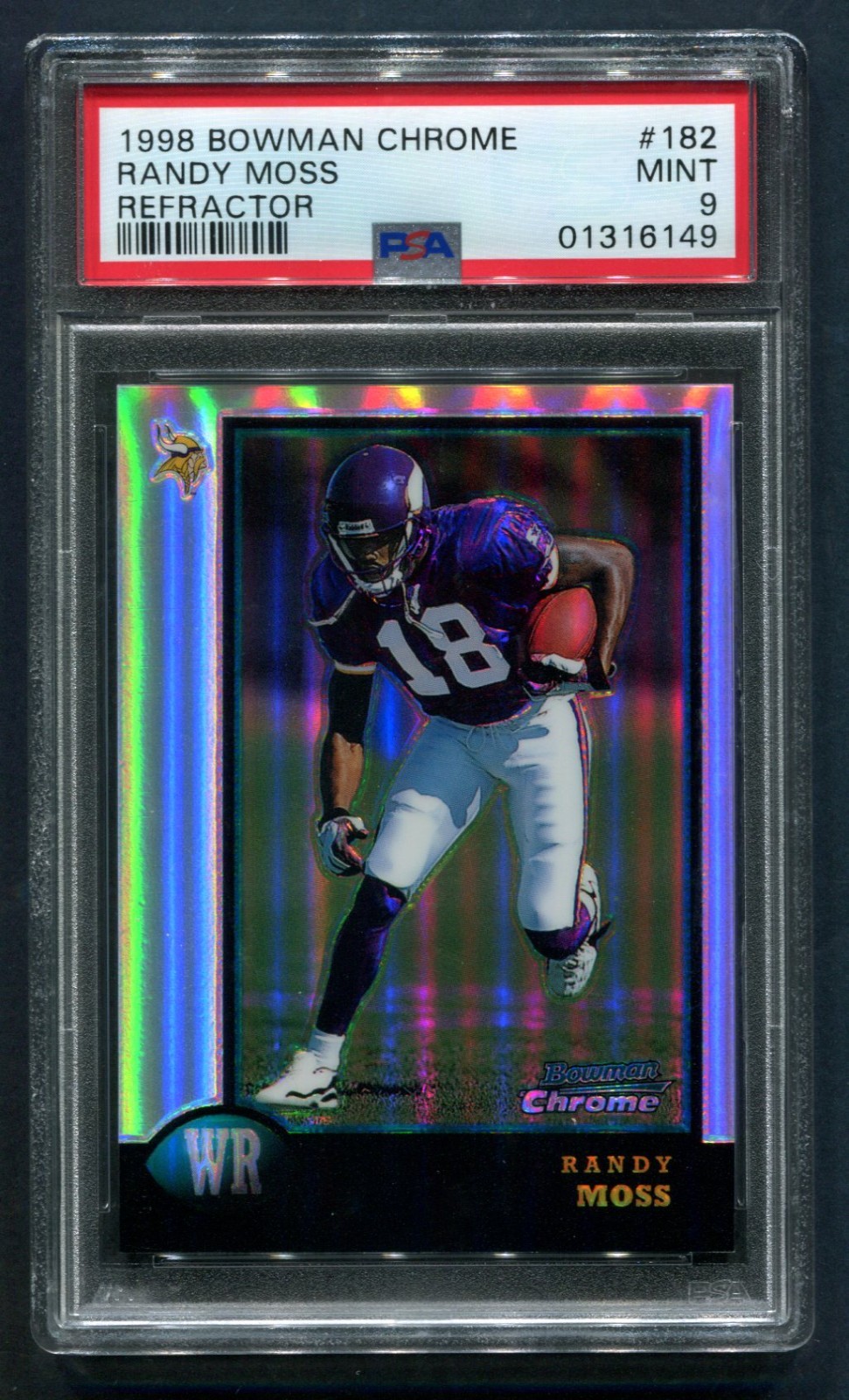 1998 Bowman Chrome Randy Moss Refractor RC #182 PSA 9 MINT HOF