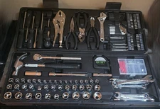 130 Piece Tool Set & Carry Case; Hammer, Screwdrivers, Socket Set, Driver Bits +