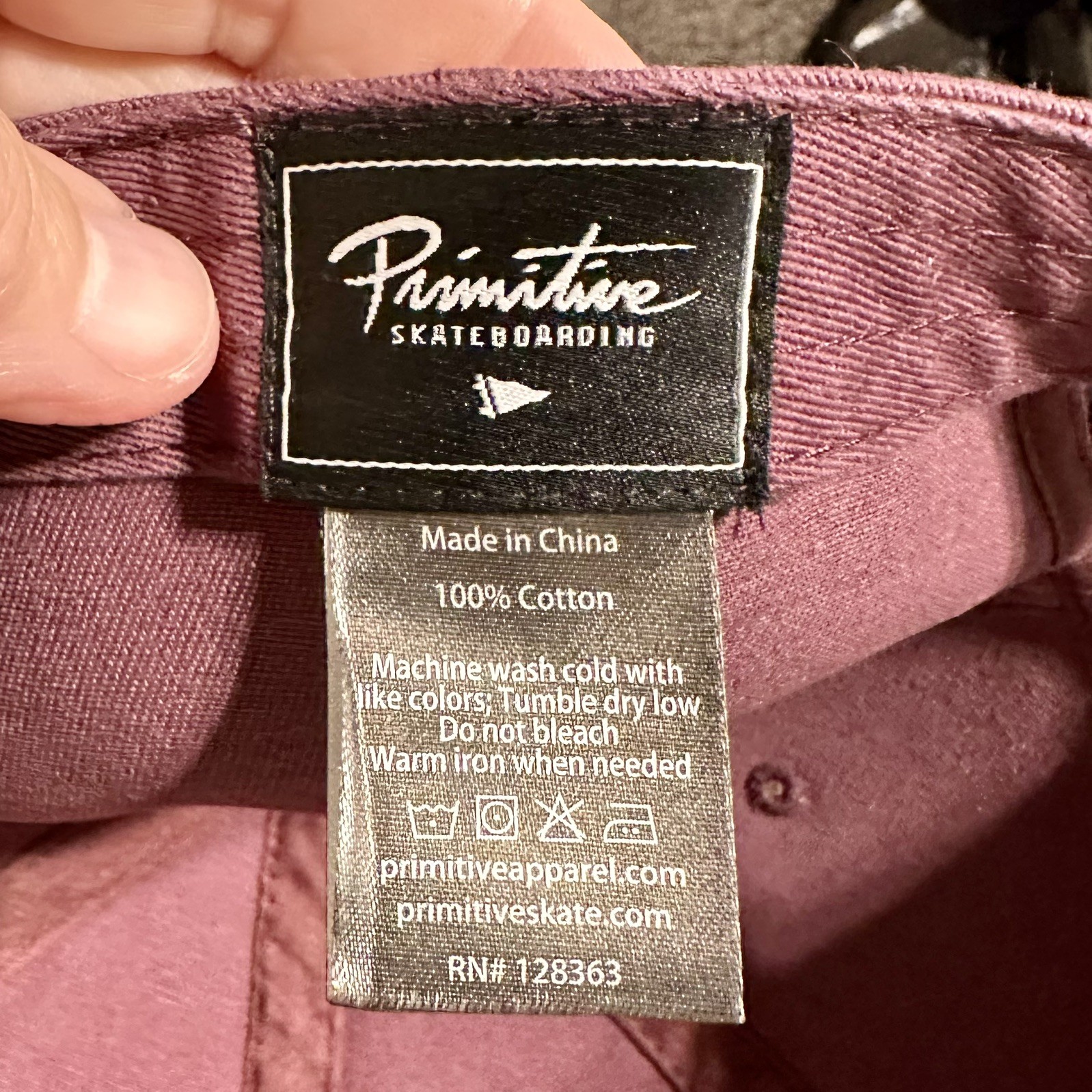 PRIMITIVE Script Men’s Baseball Cap Maroon Strapb… - image 3