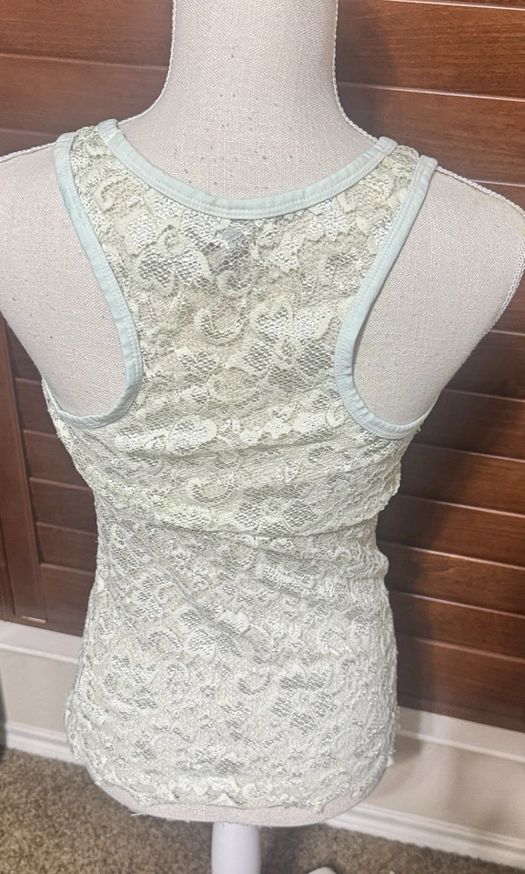 BKE Ivory Lace Tank Top Women’s sz L cami coquette fairy cream sheer - Image 4 of 4