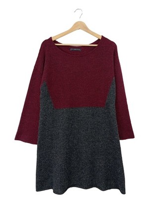 PERUVIAN CONNECTION Strickkleid Damen Kleid Gr. DE 40 rot-hellgrau Casual-Look
