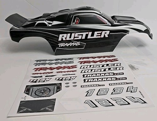 Fits Traxxas Rustler 2wd Black Body-- Factory Painted Black Edition XL5 VXL - Picture 3 of 7