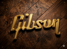 Gold Gibsn Style Logo - 6" Guitar Studio Wall Decor Sign 5mm AMP 15cm