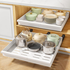 Pull Out Cabinet Organizer, 2-Pack Expandable 13.6"-24" Silde Out Drawers with