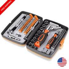 68-in-1 Ratchet Screwdriver Set Hex Cross Torx Magnetic Bits Tough Handle + Box