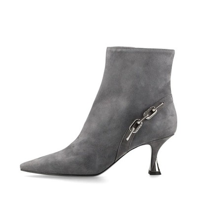 Louis Vuitton 23 years Suede Short Boots 38 Ladies' Gray BR0263 LV Logo Monogram
