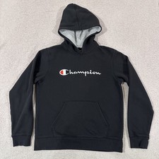 Champion Black Hoodie Pullover Sweatshirt Youth Kids Size XL