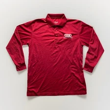 H-E-B HEB Red Long Sleeve Performance Polo Shirt Men’s Medium Lightweight Logo