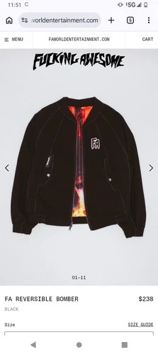 FA F*CKING AWESOME NEW WITH TAGS REVERSIBLE BOMBER-BLACK MEDIUM image 9
