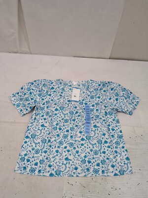 Draper James Women's Short Puff Sleeve Heidi V Neck Top Sz Lg Paisley L5 