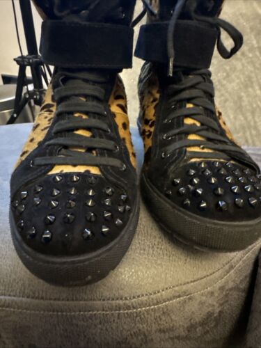 MIU MIU Calf Hair & Leather Leopard Studded High Top Trainers Size UK 6.5 EU 40 - Picture 13 of 16