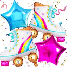 Katchon, Roller Skate Balloon Set - 20 Inch, Pack of 4 | Roller Skating Party Su