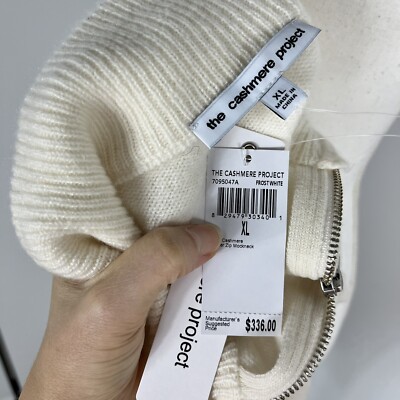 The Cashmere Project quarter zip sweater size XL white 100% cashmere | eBay