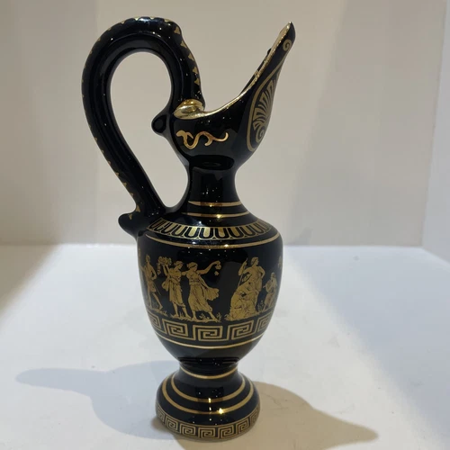 Spyropoulos Greece Vintage 24k trim Urn 7.75 inch tall hand made