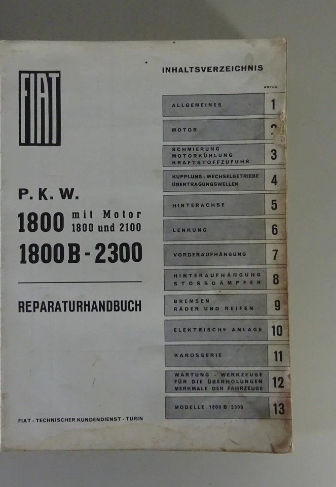 Manual De Taller Fiat 1800 1,8 Y 2,1 Litros / 1800 B / 2300 Año 1962 - Imagen 2 de 4