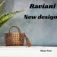 Raviani Crossbody Clutch Bag In Brown Crocodile Leather W/ Crystals