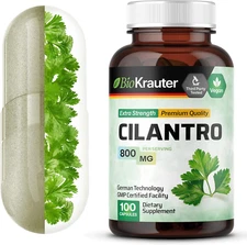 Cilantro Supplement - 800 Mg per Serving - 100 Cilantro Capsules - Rich Source o