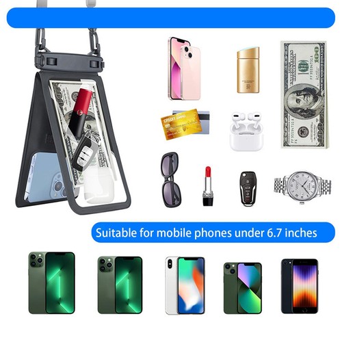 Double Space Waterproof Phone Pouch 1 OR 2 Pack Waterproof Phone Lanyard C - 第 6/14 張圖片