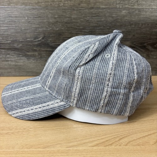 Charming Charlie Hat Cap Strap Back Womens Gray Blue Striped Pattern Adjustable - Picture 4 of 9