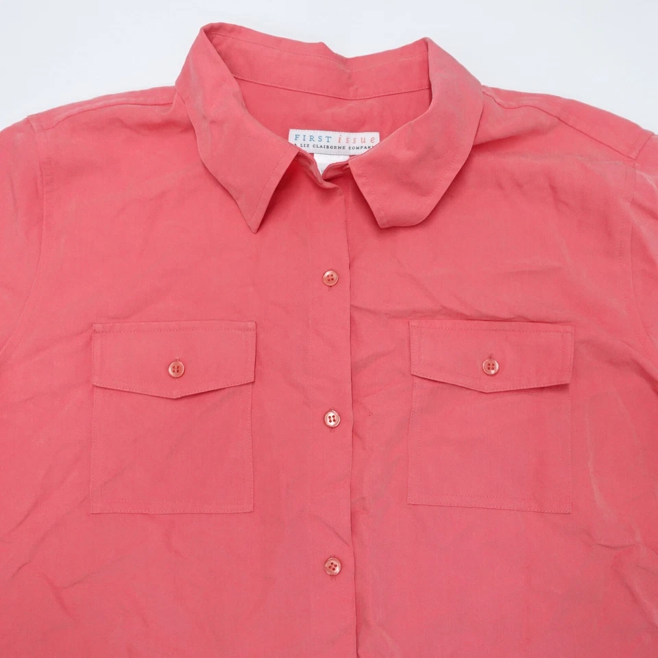 Camisa Good First Issue para mujer talla XL rosa rayón manga larga bolsillos abotonados Foto 2 de 4