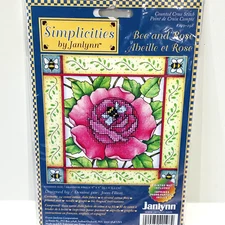 Simplicities Janlynn Bee and Rose Cross Stitch Kit 6”x6” Great for Beginners