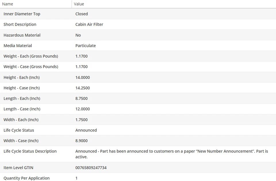 Filtro de ar de cabine WIX para FORD TAURUS 1996-1999 V8-3.4L - Imagem 4 de 4