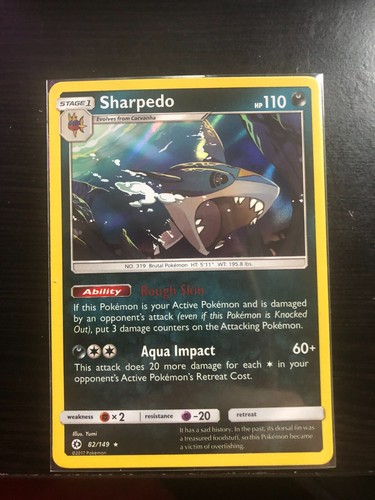 Pokémon TCG Sharpedo Sun & Moon Base Set 82/149 Holo Holo Rare