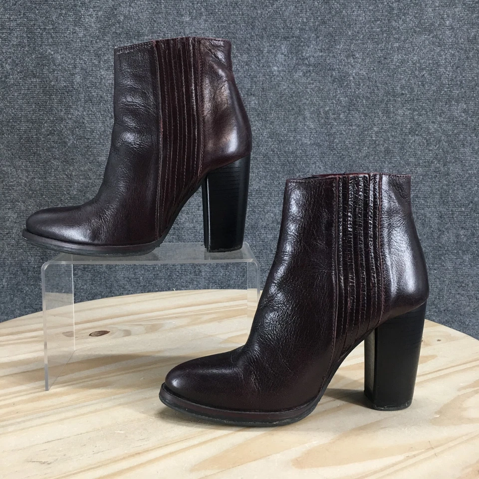 Botas Zara Colección Básica Mujer 35 Botín Borgoña Pull On Block Tacones Foto 2 de 4