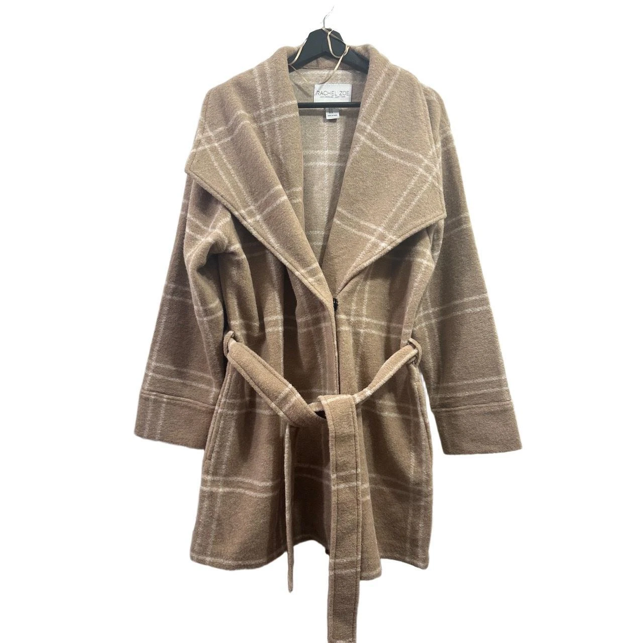 VETEMENTS Cappotto donna Rachel Zoe taglia XL cappotto avvolgente a quadri con cintura ampio risvolto