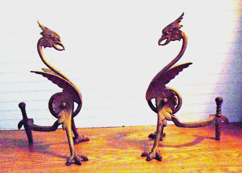 PHOENIX BIRD B&H (BRADLEY & HUBBARD) ANDIRONS