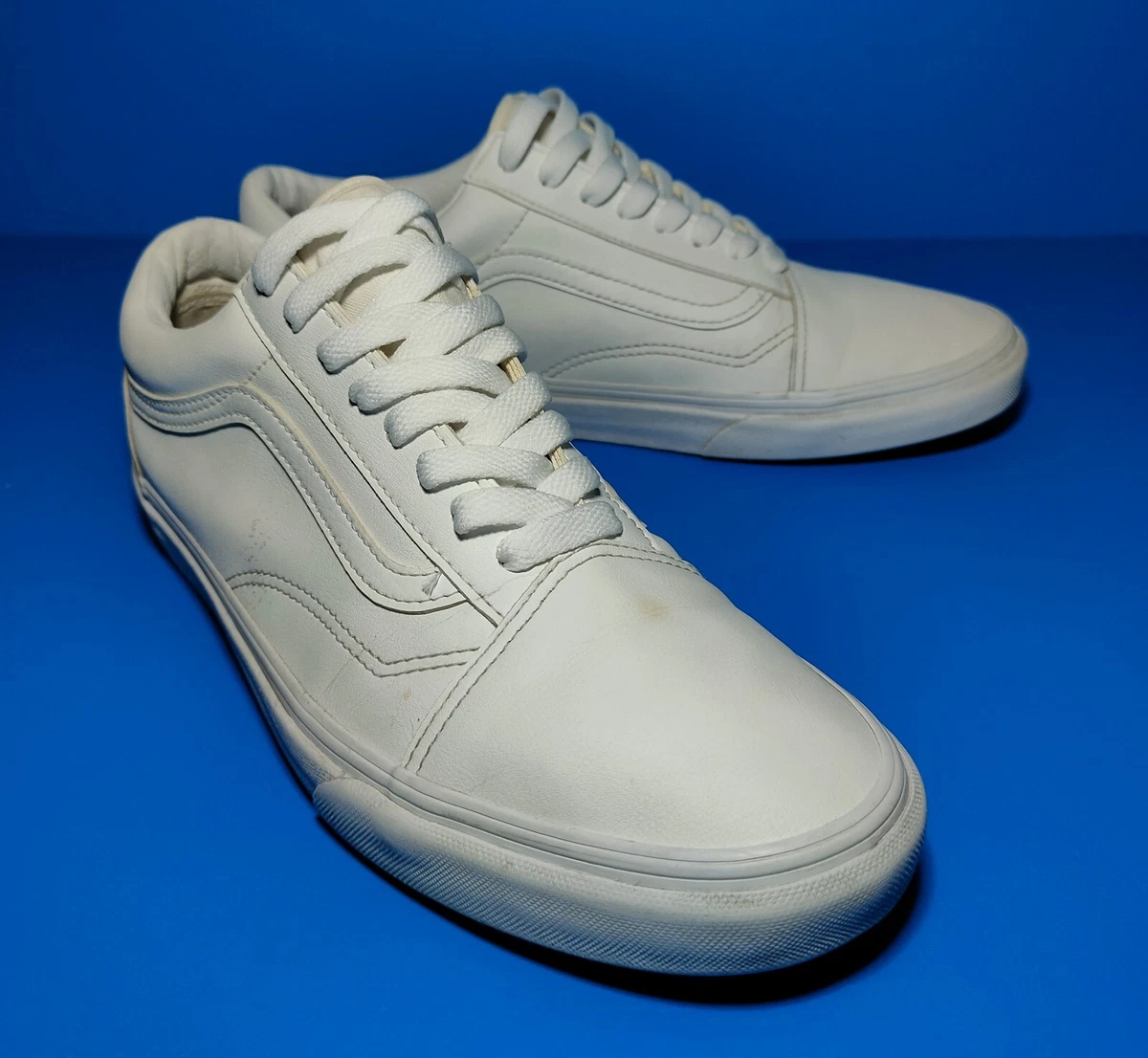 VANS Classic Old Skool White Leather Look Sneakers Mens10.5