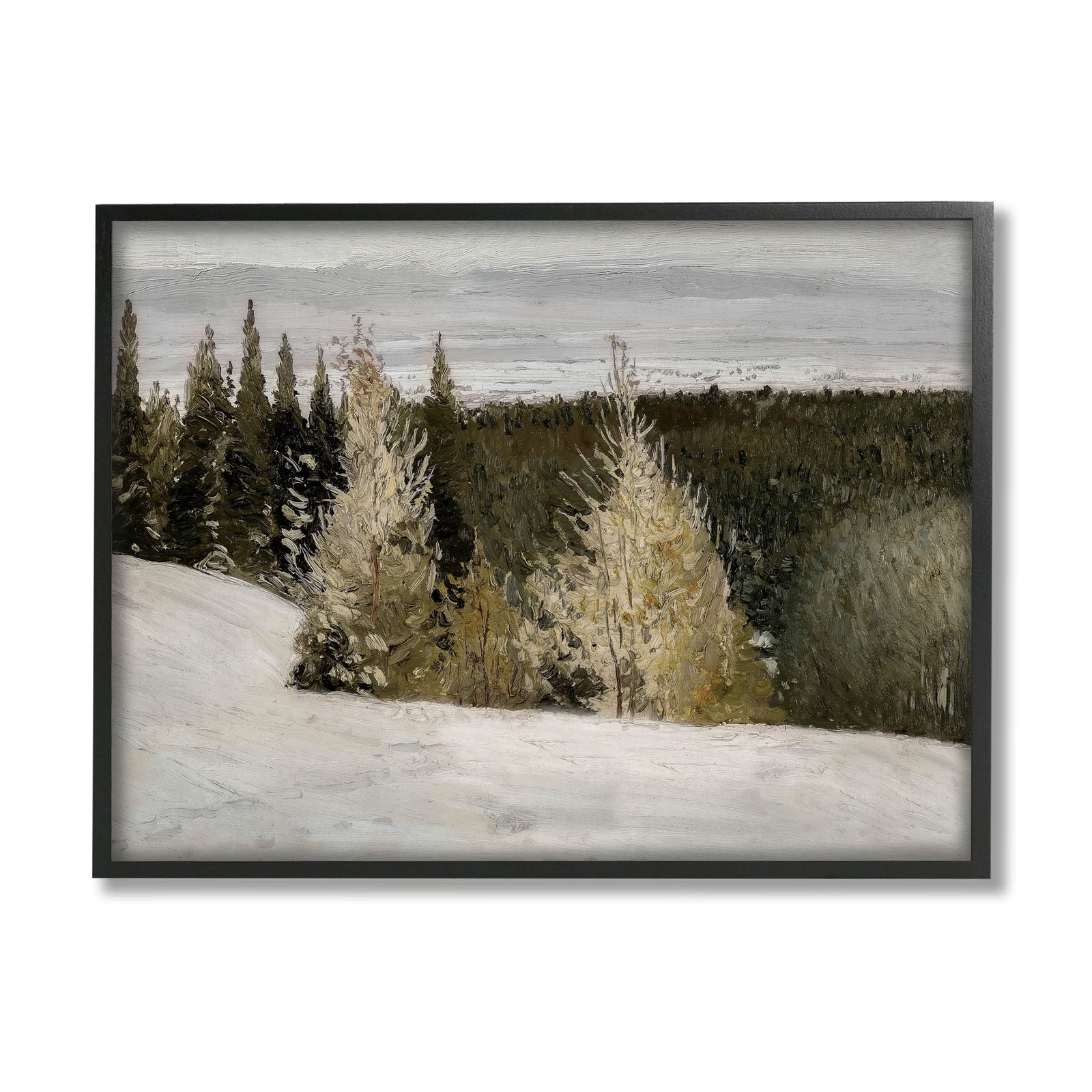 Snowy Slopes Woodland Nature Giclee Framed Wall Art, Design by Lettered and L...