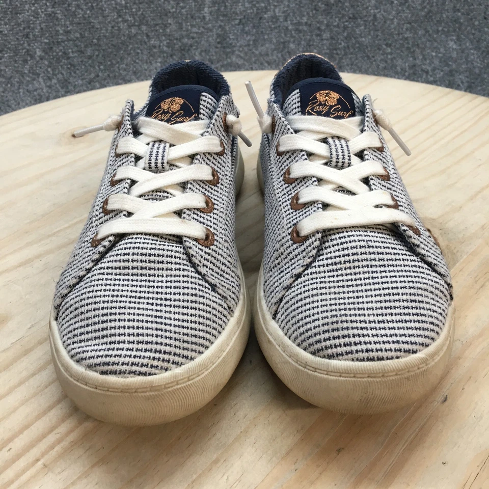 Roxy Shoes Womens 6.5 Crews Court Comfort Sneakers ARJS600485 White Blue Lace Up - Image 4 of 4