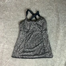 TYR Womens Tank Top Medium Gray Shirt Cycling Sports Cross Back Heather Gym Top