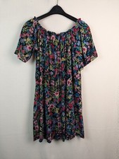 H&M Ladies Size Small Black Mix Floral Print Short Sleeve Casual Dress